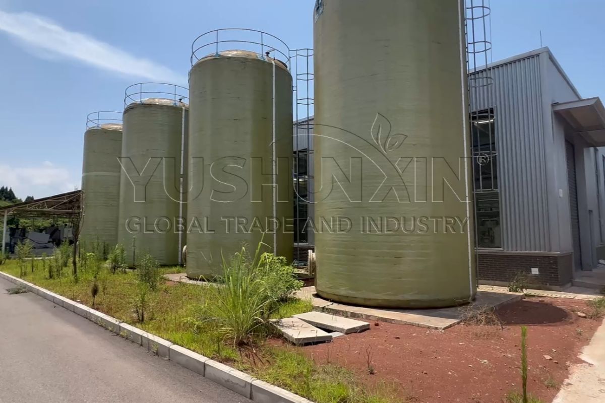 Vertical Fibergrass Storage Tank in Liquid Organic Fertilizer Manufacturing Process